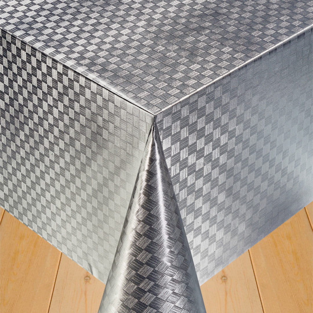 Klassisk Damask Tern Sølv - Voksdug med sølvfarvede tern