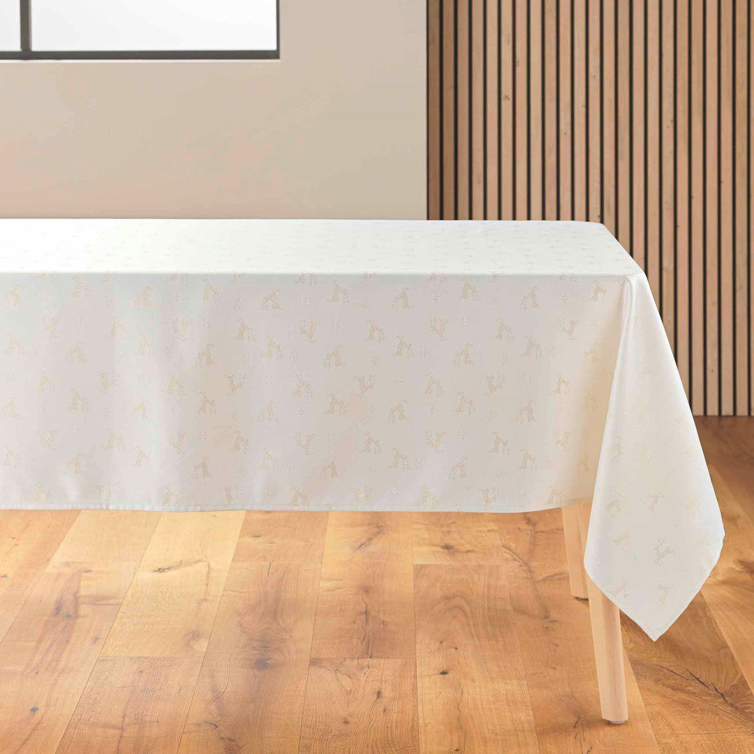 Les Rennes Metallic Natural 140 x 250 cm, rektangulær Juledugdug, på bord