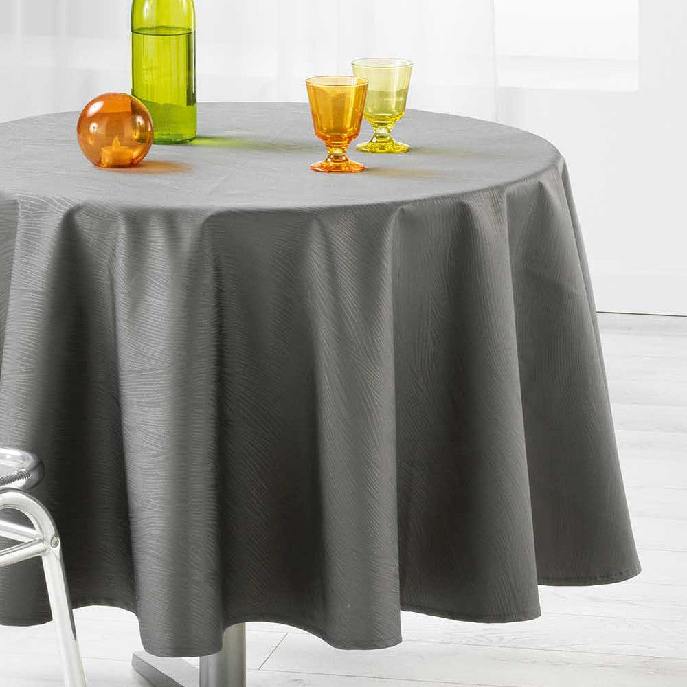 Liany Antracit Ø 180 cm, rund ensfarvet dug med anti-plet, nærbillede