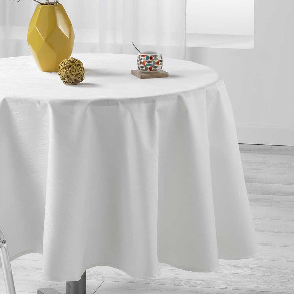 Liany Naturel Ø 180 cm, rund ensfarvet dug med anti-plet, nærbillede