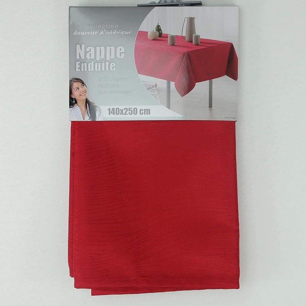 Liany Rød - Ensfarvet dug med vævet struktur 140 x 250 cm, nærbillede