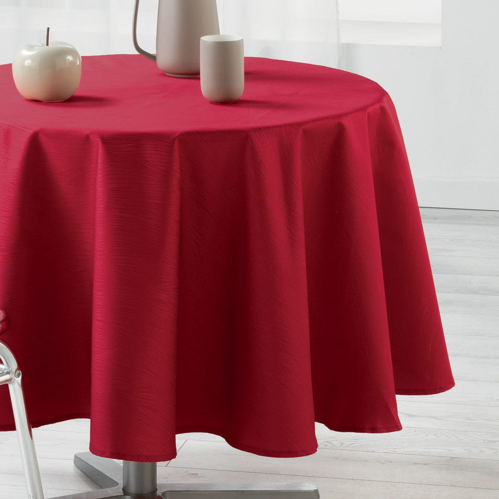 Liany Rød Ø 180 cm, rund ensfarvet dug med anti-plet, nærbillede