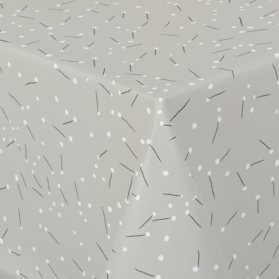 Light Me Up - 160 cm bred grå voksdug med streg og prik