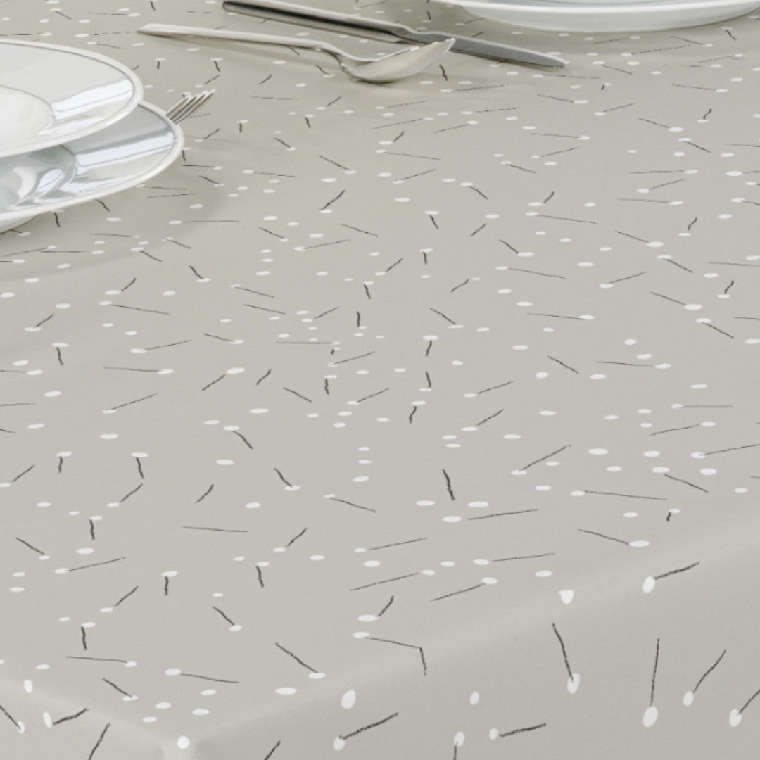 Light Me Up - 160 cm bred grå voksdug, streg og prik