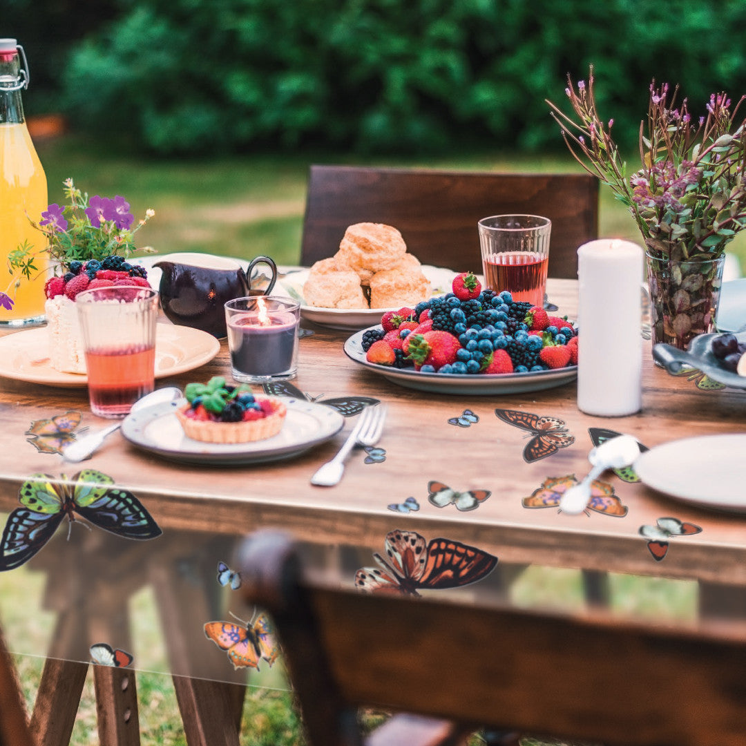 Lilith, gennemsigtig voksdug med sommerfugle, sommerstemning