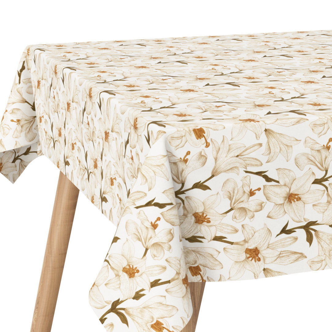 Liljeflor Hvid/beige - Hjørnebillede af akryldug med blomster