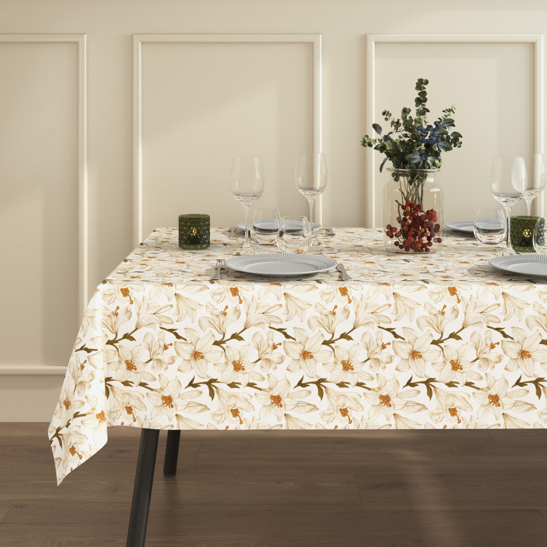 Liljeflor Hvid/beige, miljøbillede af akryldug med blomster