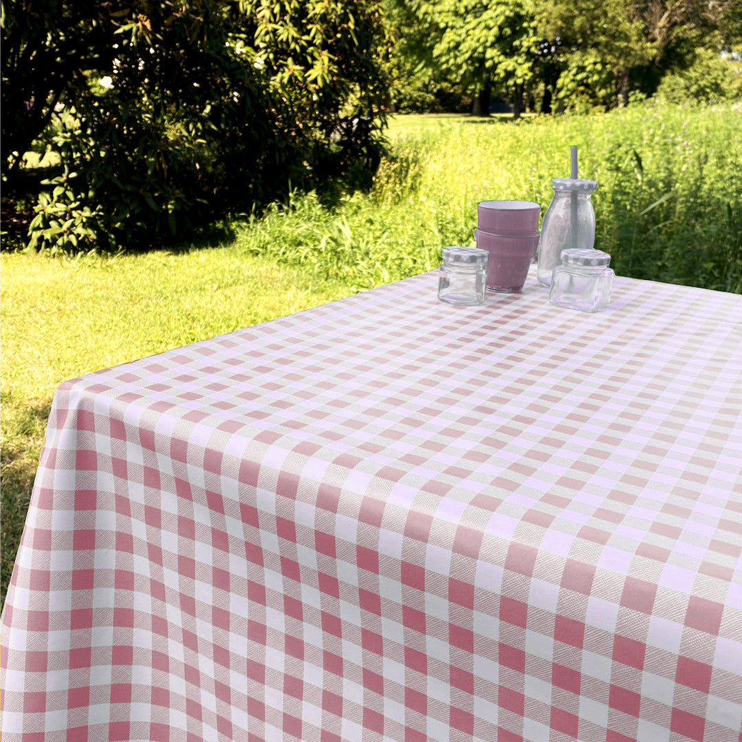 Voksdug med klassiske 1,5 x 1,5 cm tern - 140 cm bred - Lys lilla