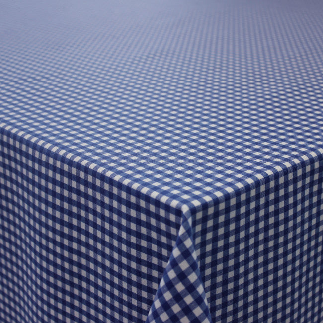 Blå og hvid ternet akryldug 140 cm