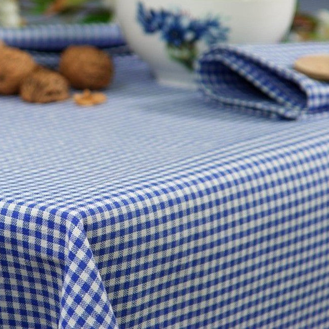 Blå ternet akryldug 160 cm