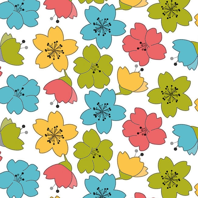 Lily Spring - voksdug med kulørte stregblomster