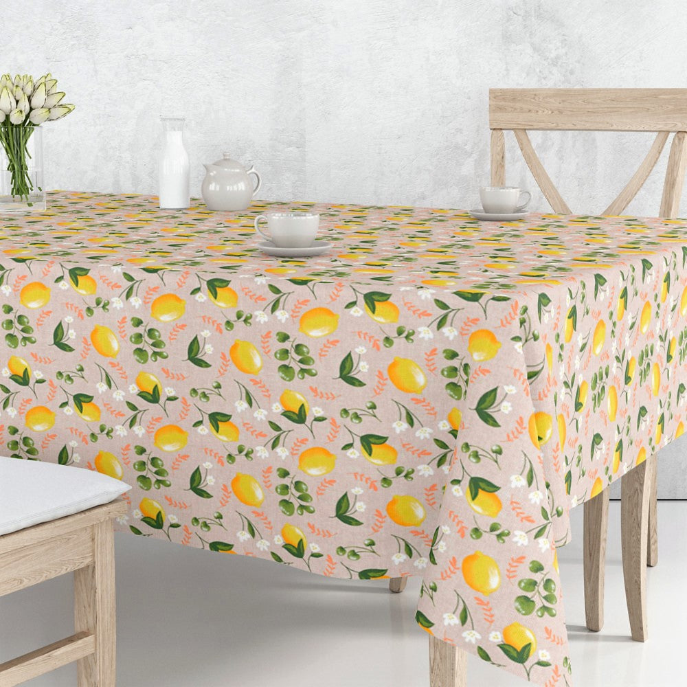 Lima Amarillo - Akryldug i hørlook med skønne gule citroner