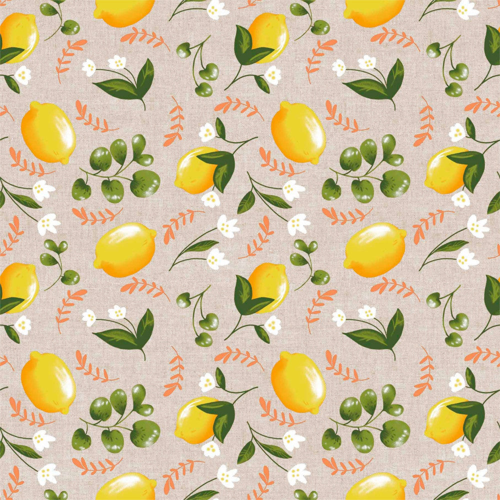 Lima Amarillo - Akryldug i hørlook med skønne gule citroner