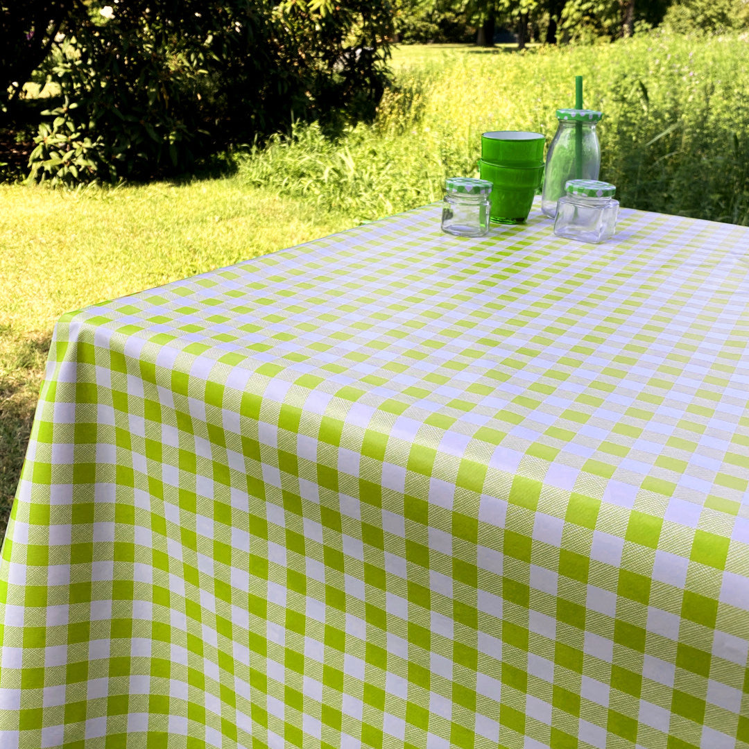 Voksdug med klassiske 1,5 x 1,5 cm tern - 140 cm bred - Lime