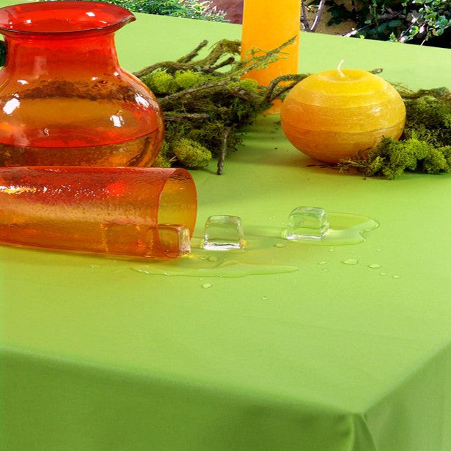 Lino 140 cm - Ensfarvet akryldug i hør/bomuld - Grøn