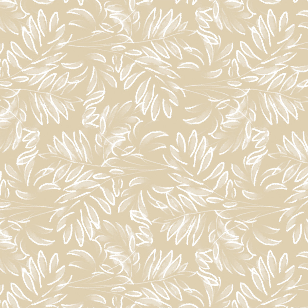 Live The Leaf Wheat - Elegant 160 cm bred voksdug med hvide blade