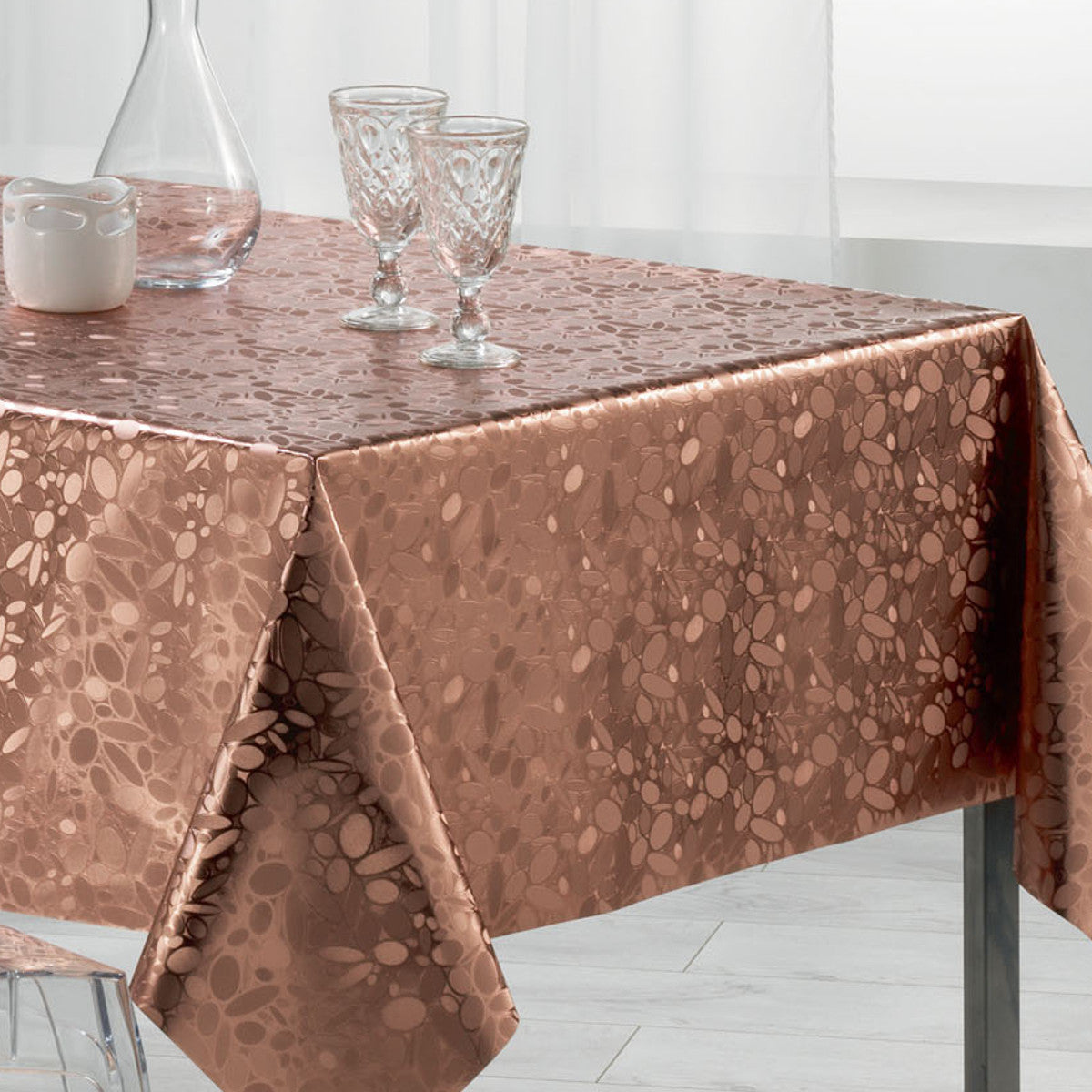 Metallise Luny pink - voksdug, 140 x 240 cm