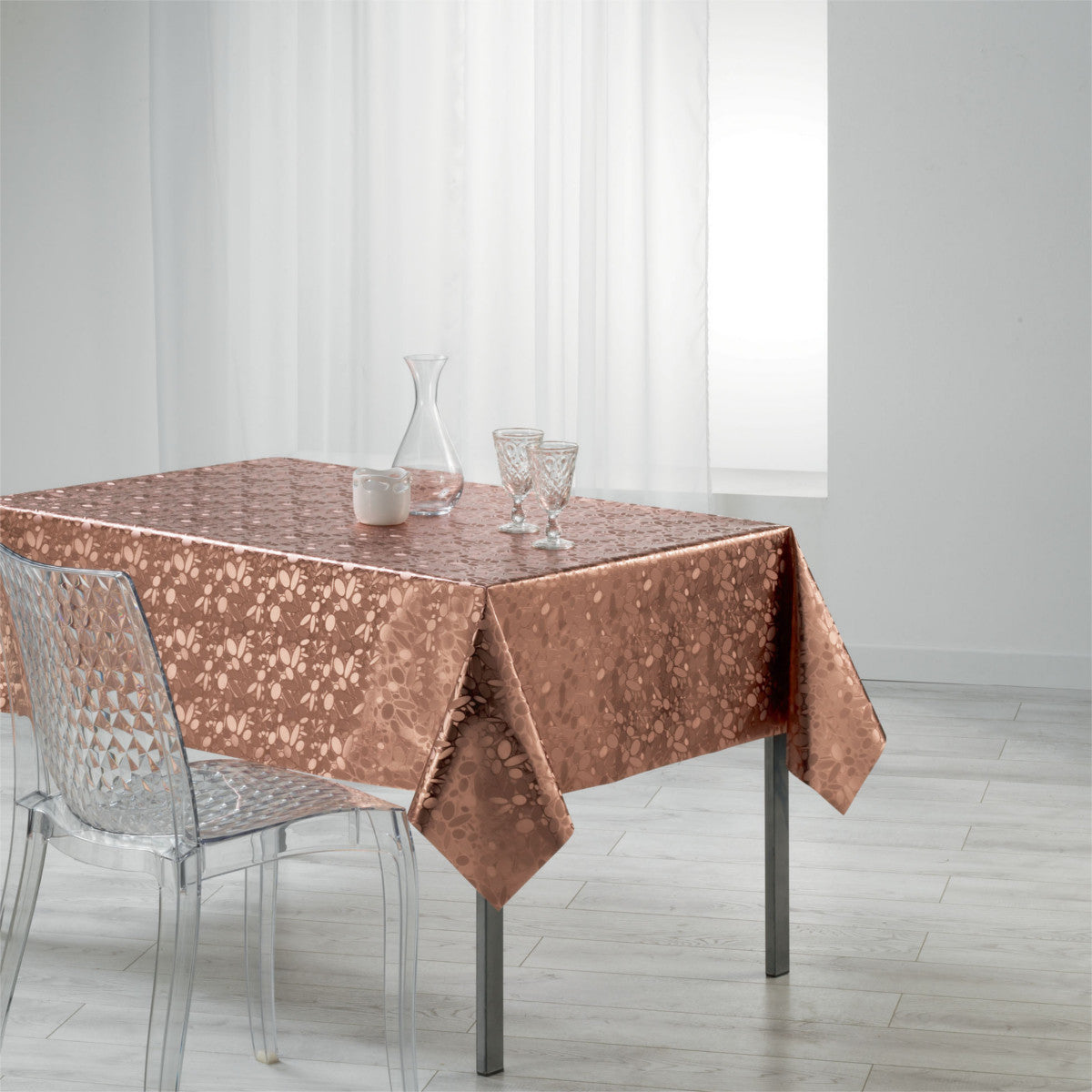 Metallise Luny pink - voksdug, 140 x 240 cm