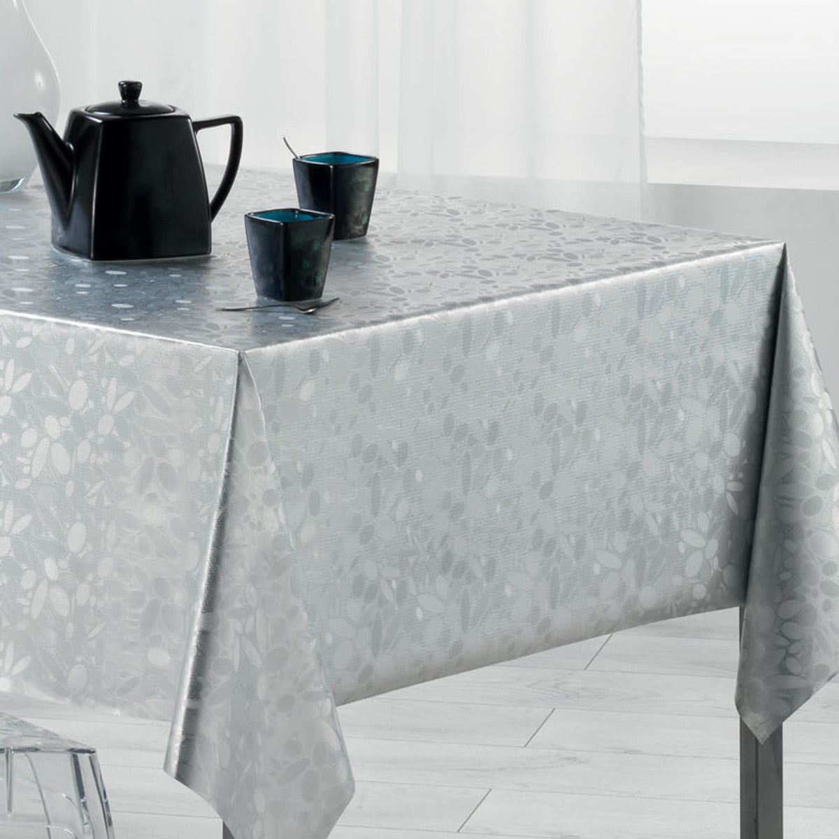 Metallise Luny hvid - voksdug, 140 x 240 cm