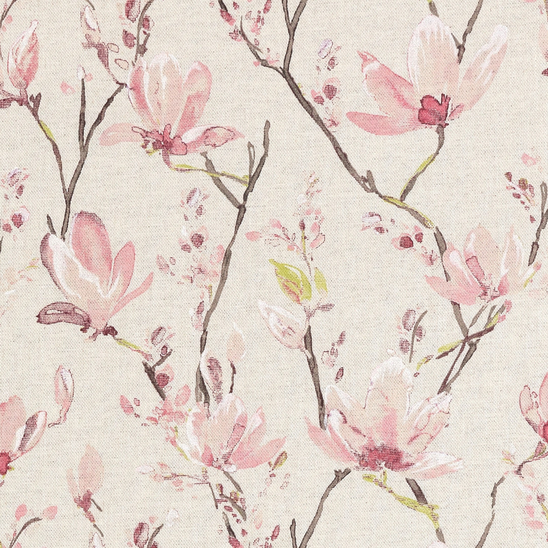 Magnolia Blossom – Akryldug i hørlook med magnoliablomster