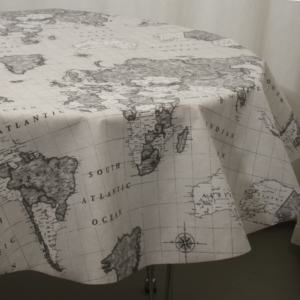 Map Mundi grå, akryldug med verdenskort