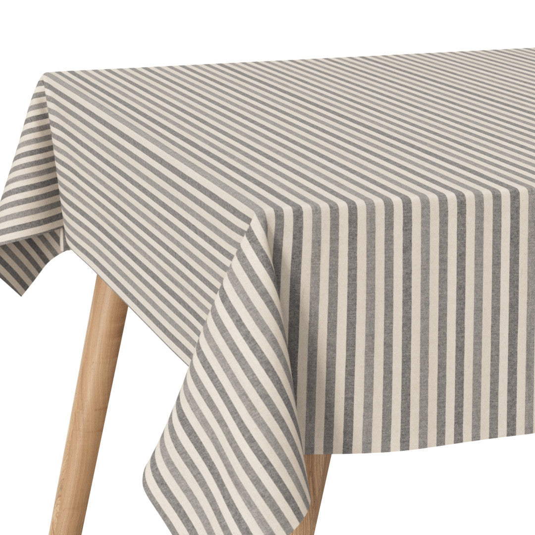 Marché Striber Grå - Hjørnebillede af akryldug i hør