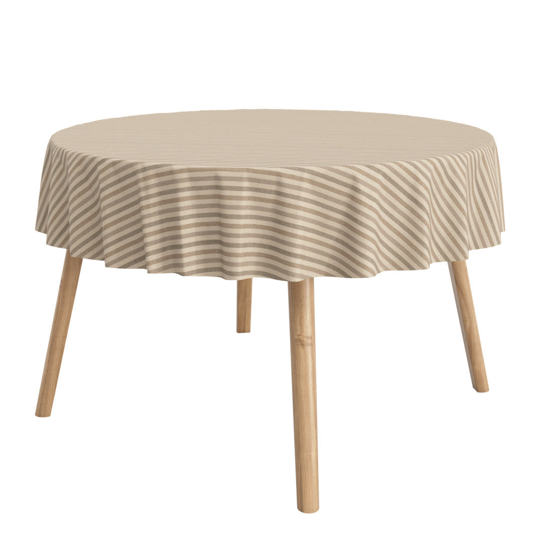 Marché Striber Sand - Rund akryldug med striber og antiskrid