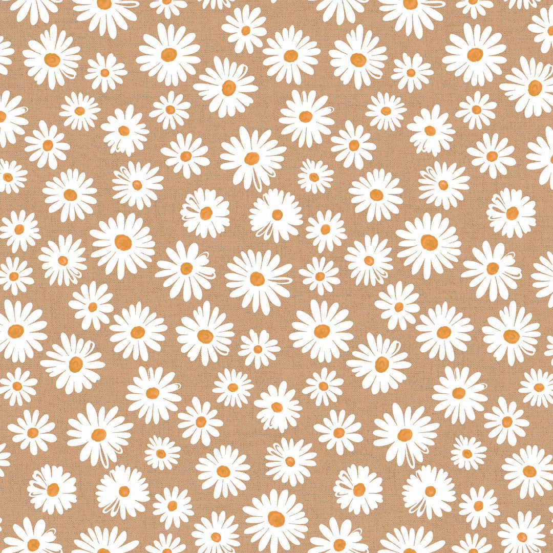 Margarita Natur - Akryldug med margueritter og naturfarvet bund