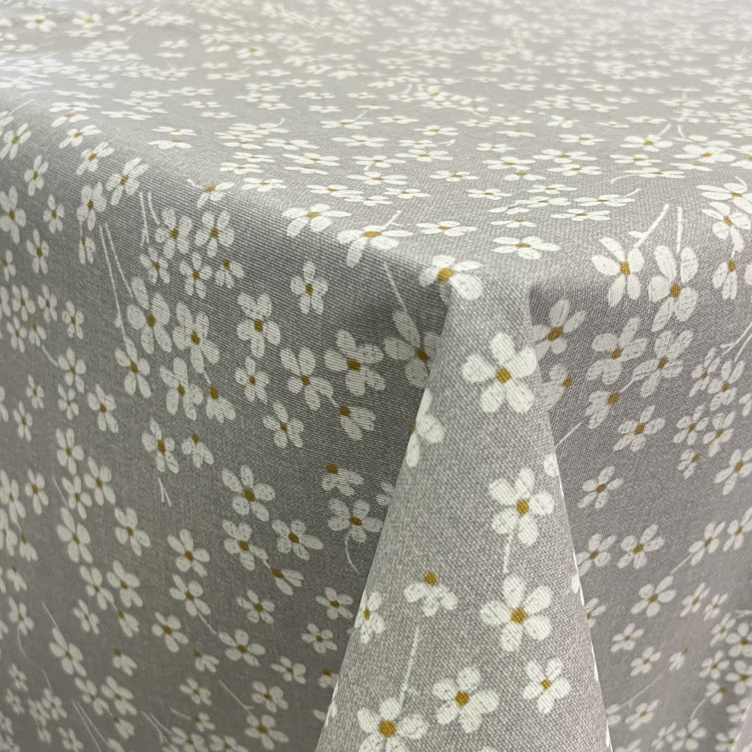 Nærbillede af Marguerit Flor Lysegrå - Akryldug med margueritter