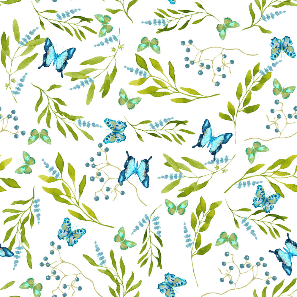 Mariposas Azul - Flot akryldug med blå sommerfugle