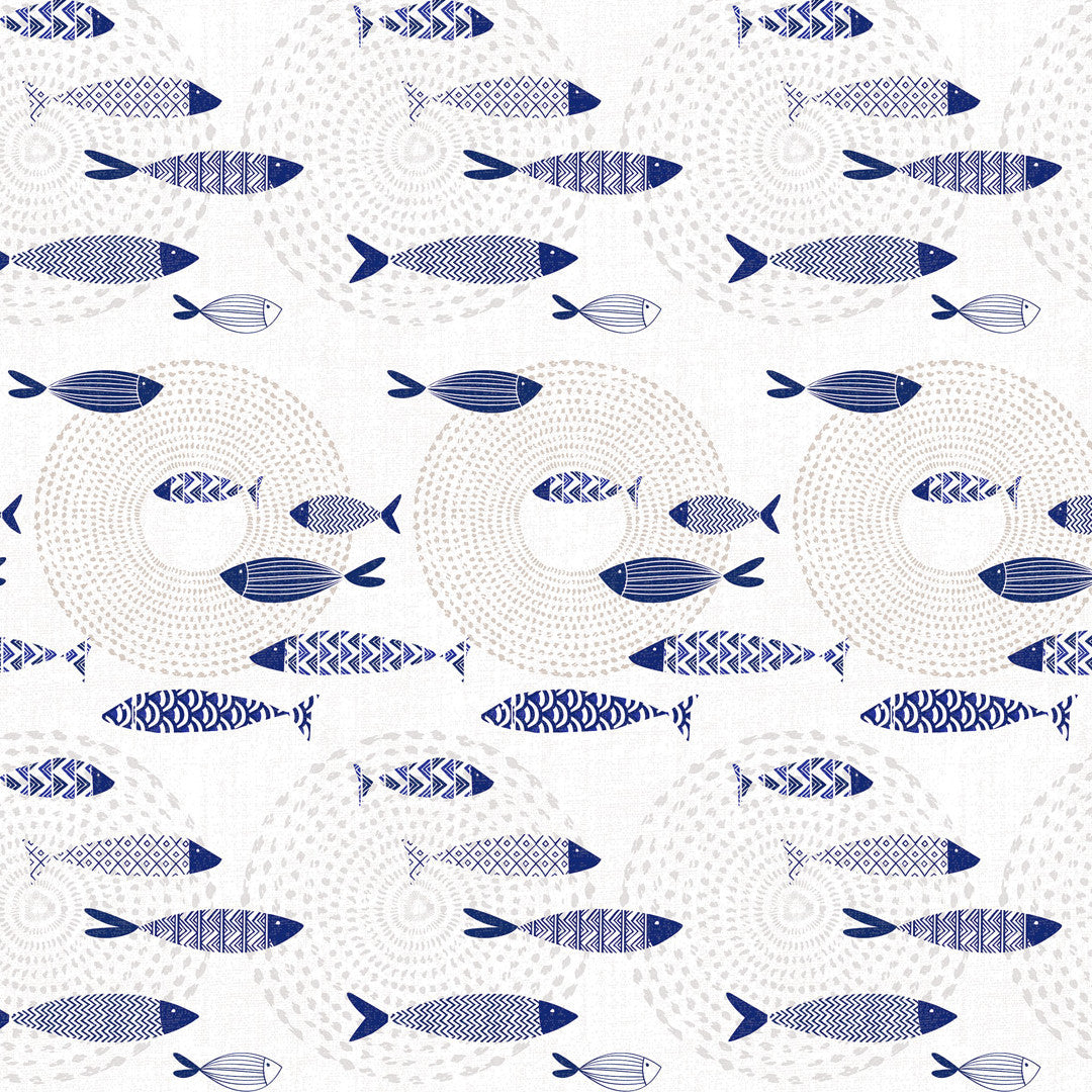 Marlin Wave – Voksdug med fiskemotiv i blå