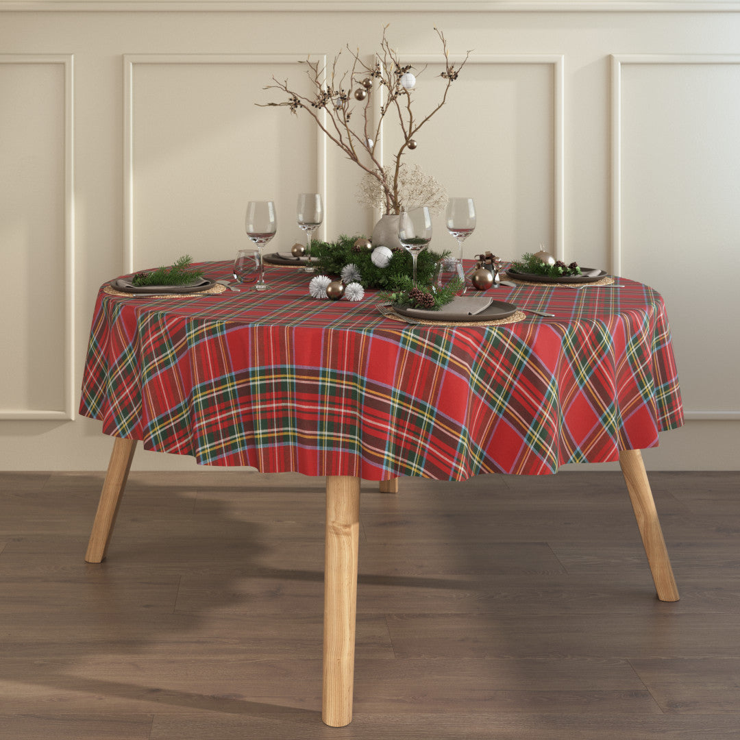 Juledug Tartan Rød - Klassisk rund akryldug med skotske rødder