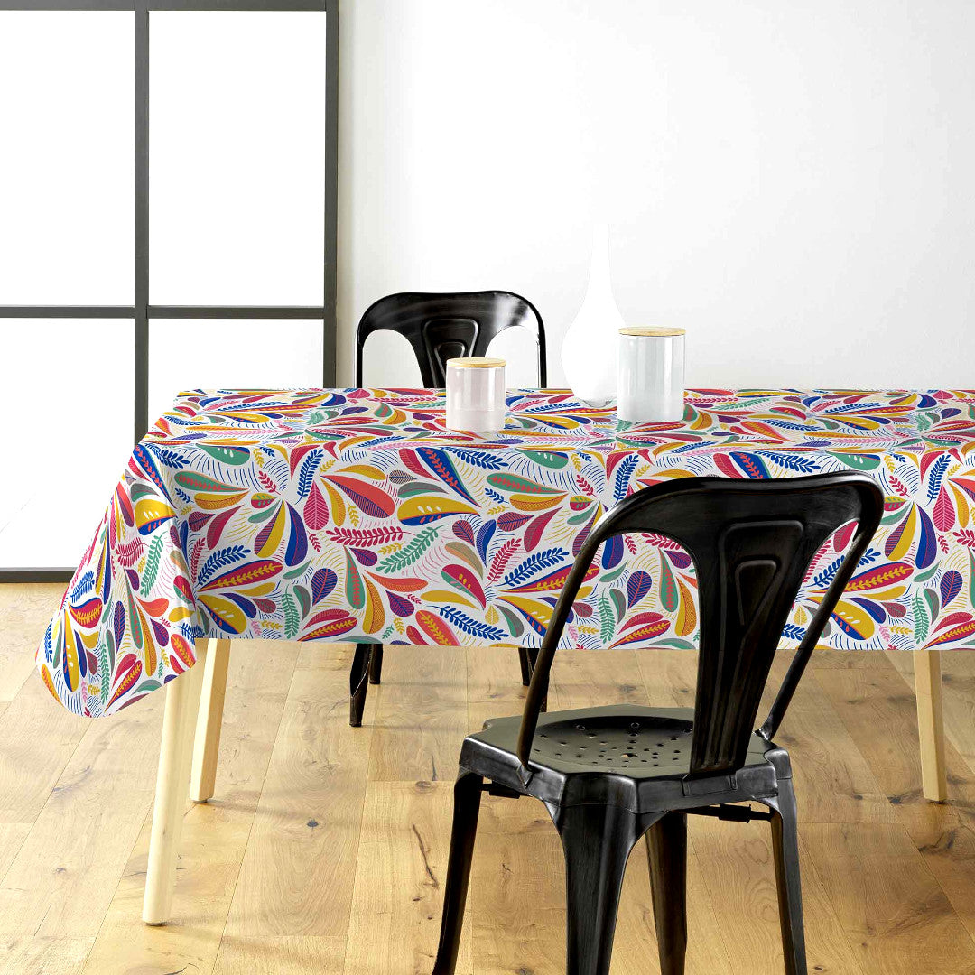 Minima Multico - Voksdug med farverigt retroblad-mønster, miljø