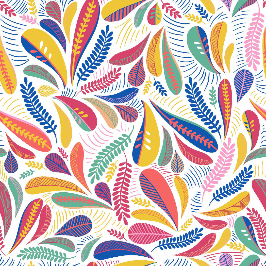 Minima Multico - Voksdug med farverigt retroblad-mønster