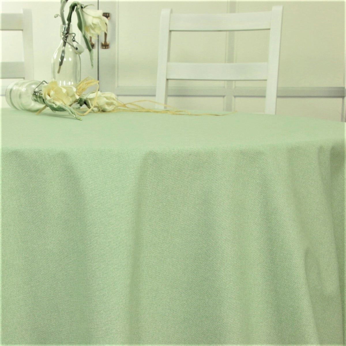 Ensfarvet rund akryldug mint - Dali 180 cm bred