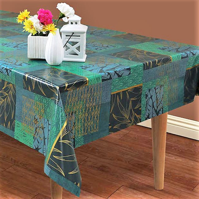 Mønstermix - Voksdug i blålige og grønlige farver og guld