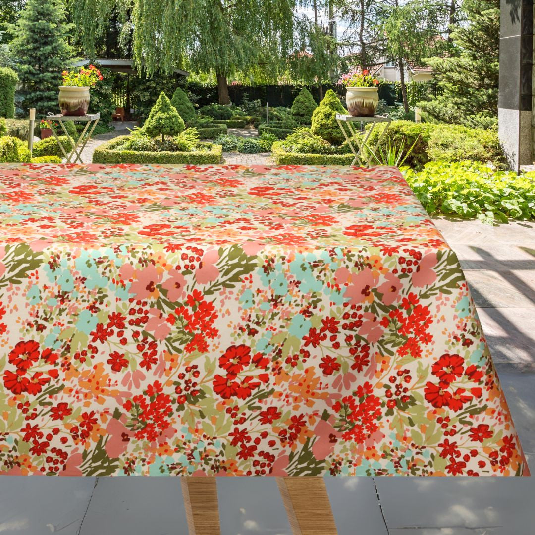 Molly - Akryldug med sommerblomster - 155 cm bred