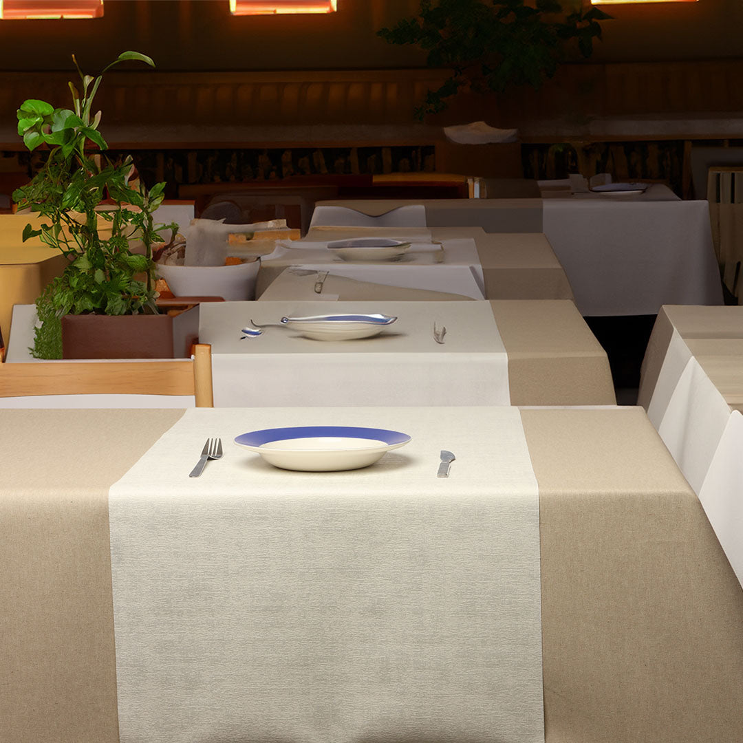 Bordløber, Morillo Hvid - Jacquard vævet akrylbordløber 50 cm i bred