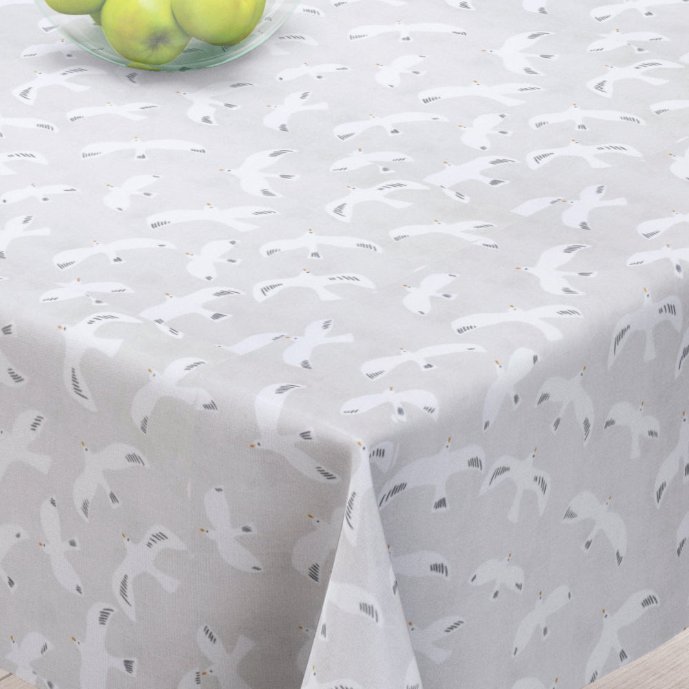 Moulette Natur - Akryldug med fugle på flot naturfarver baggrund - 155 cm bred