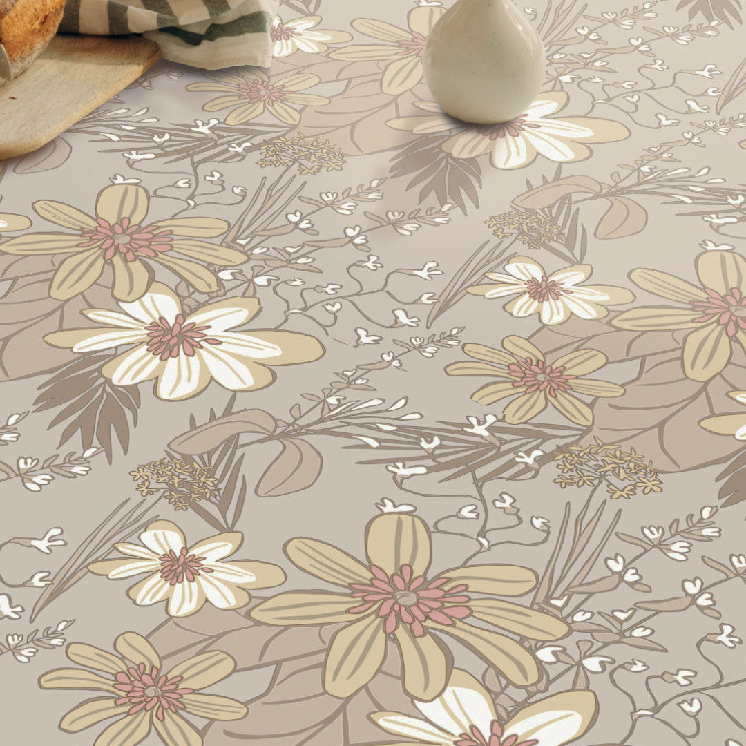 Nærbillede af Violeta Pastel - Voksdug med blomster og blade