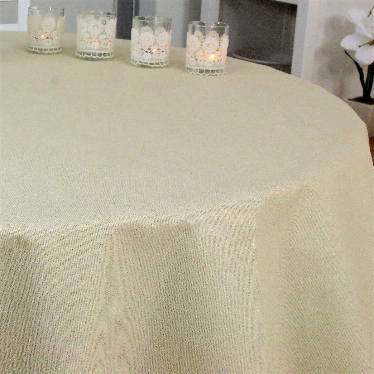 Ensfarvet akryldug Off white/ beige meleret - Dali 160 cm bred