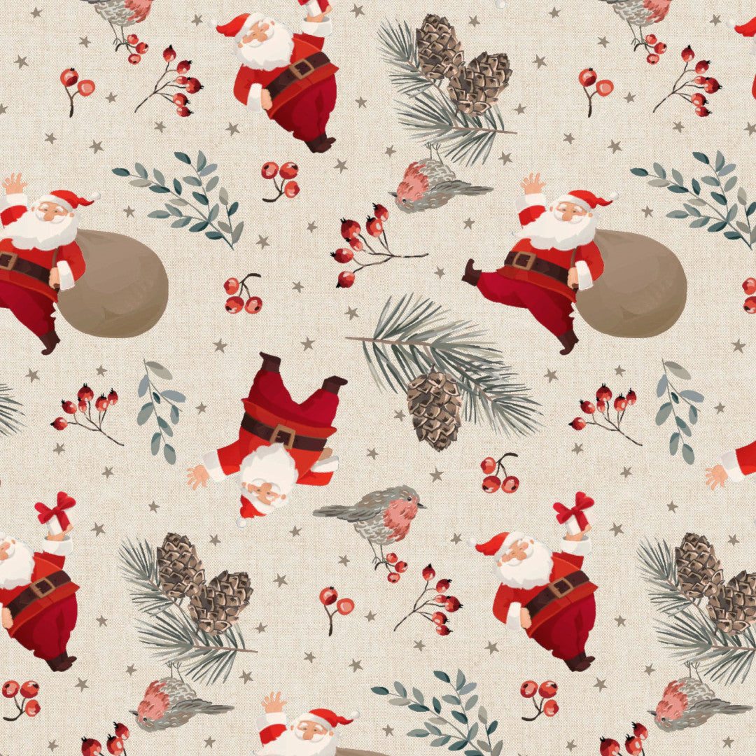 Mønsterbillede af Navida Juledug med julemanden med sin fyldte julesæk