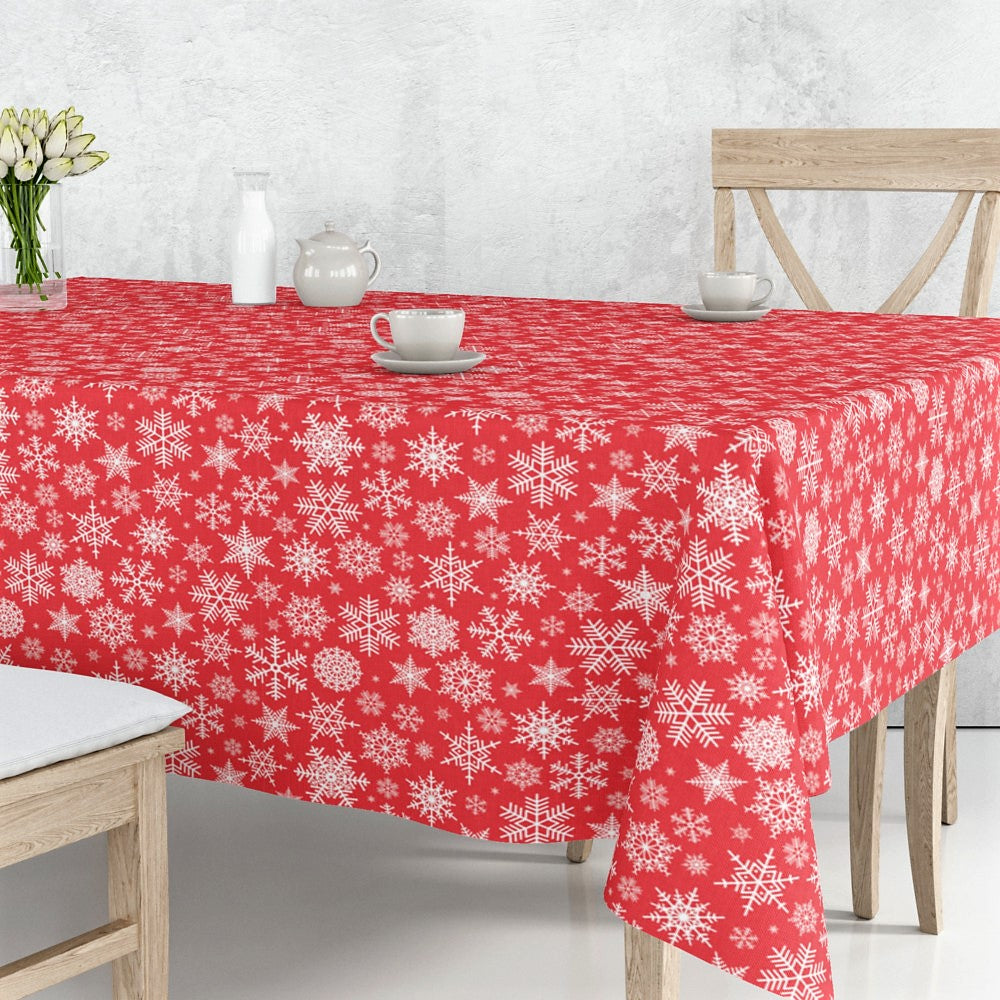 Nieve Rød - Juleakryldug med flotte Stjerner og iskrystaller
