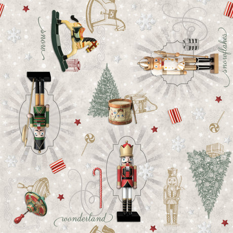 Nøddeknækkeren - Julevoksdug, juletrae, tromme, gyngehest