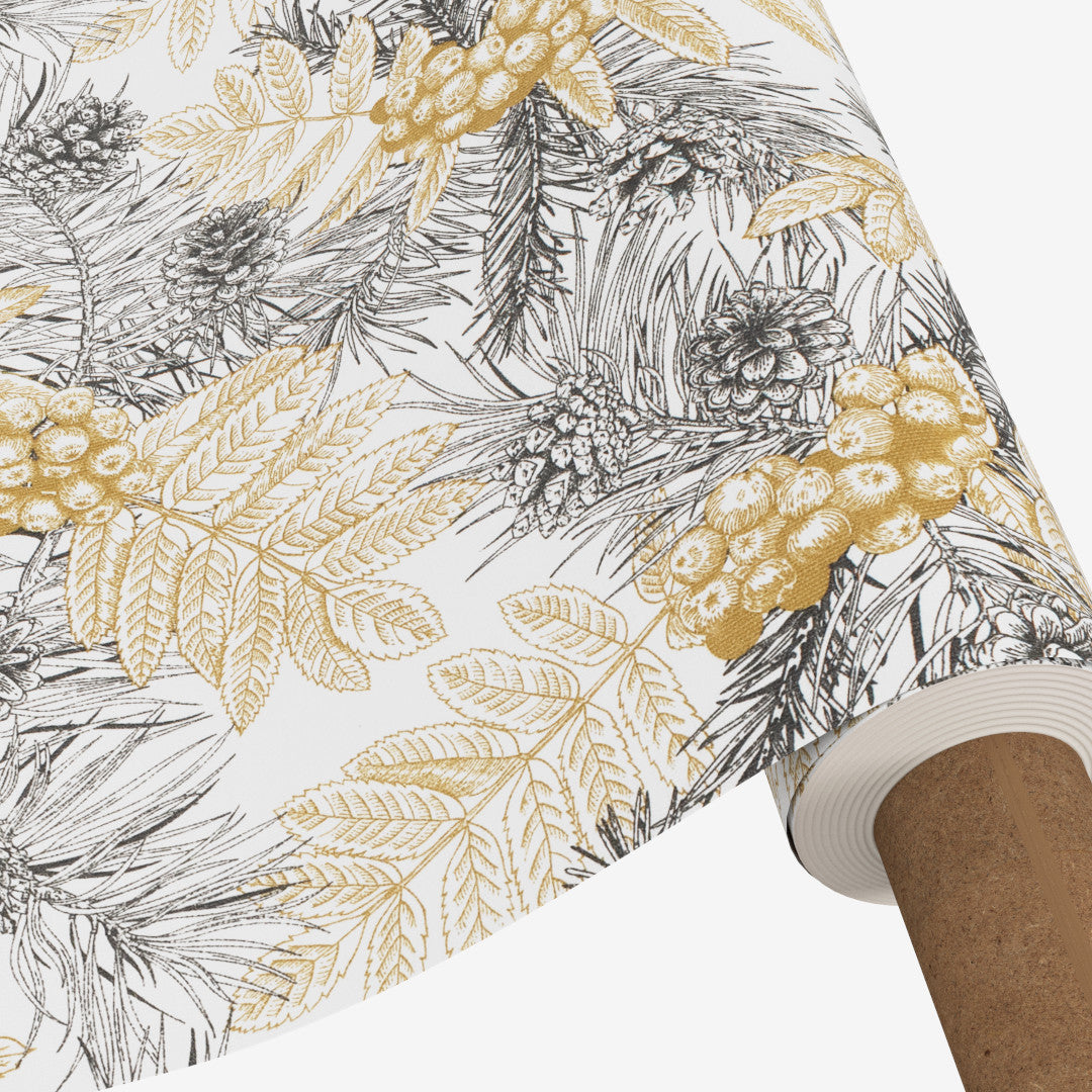 Nordisk Jul - Guld og Gran - Akryldug rullet på rør