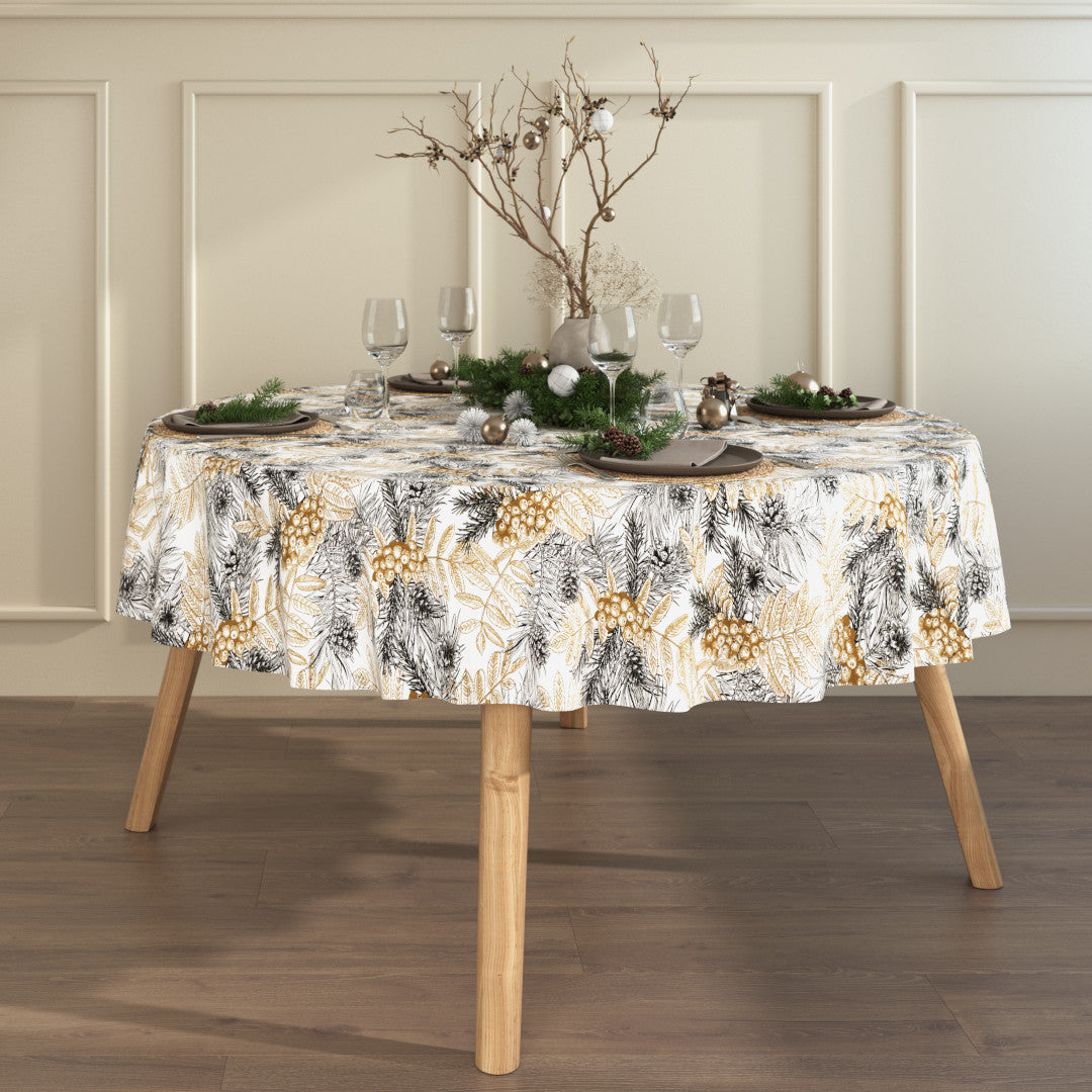 Nordisk Jul - Guld og Gran - Akryldug med gran og gyldne detaljer, miljø