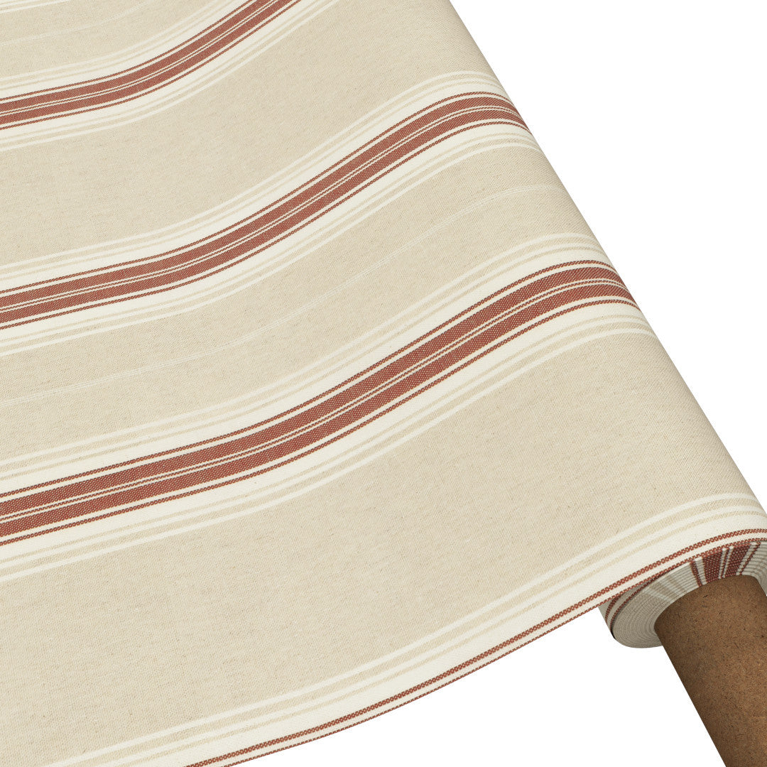 Nordisk Julestribe rød - Juledug i hørlook rullet på rør