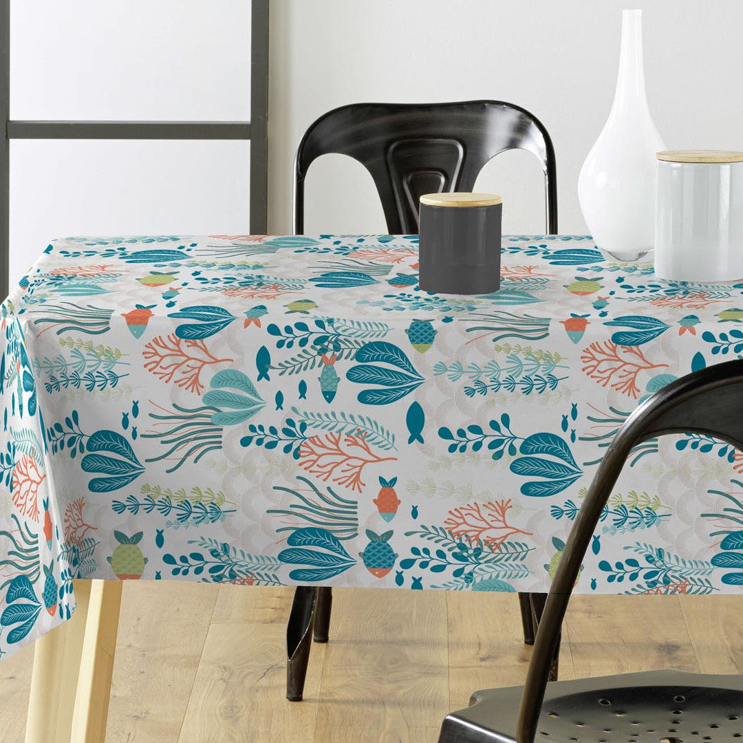 Oceania White - Voksdug med fisk og havplanter