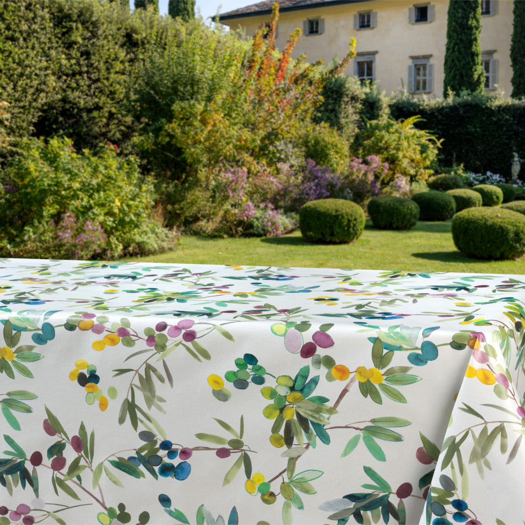 Oliven på gren - Voksdug med farverige oliven