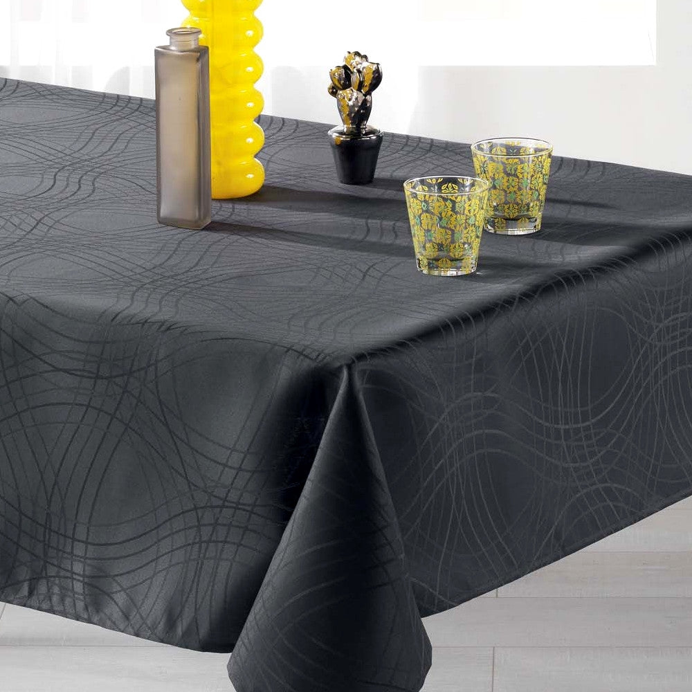Ondelina Jacquard Antracit, damaskdug med anti-plet - 140 x 250 cm